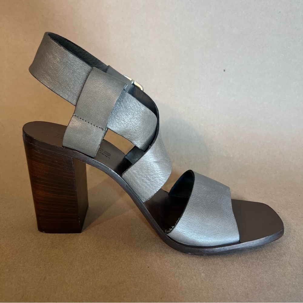 Nwt Boemos Gray Leather Block High Heel Cross Strappy Sandals Eu 41 Us 10